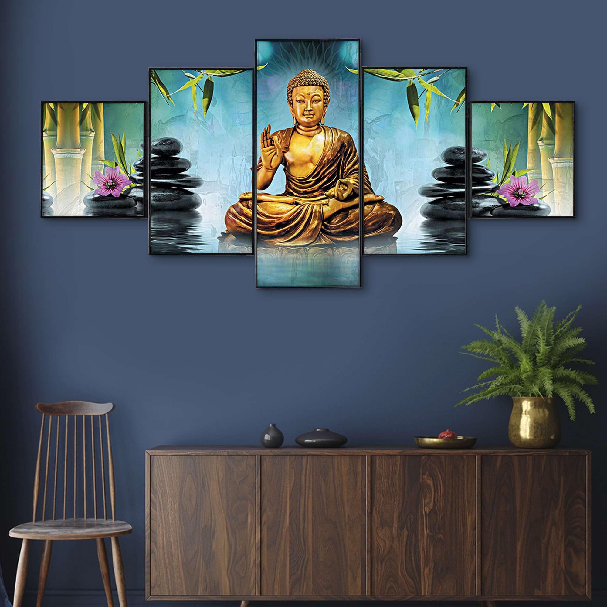Set Of Five Framed Digital Wall Painting